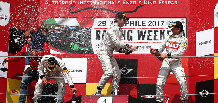 Il podio di gara 2 del Mini Challenge di Imola
