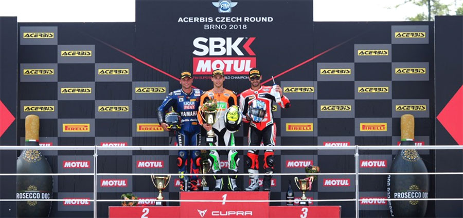 Il podio del round della WSSP di Brno 