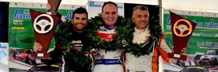 Il podio della Pedavena Croce d’Aune con Ivan Pezzolla, Omar Magliona e Domenico Cubeda